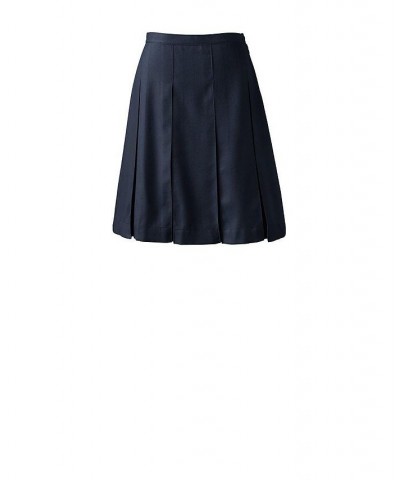 School Uniform Women's Tall Box Pleat Skirt Top of Knee Blue $32.37 Skirts