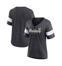 Women's Branded Heathered Charcoal Las Vegas Raiders Give It All Half-Sleeve V-Neck T-shirt Heathered Charcoal $20.16 Tops