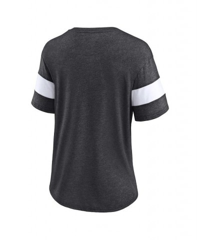 Women's Branded Heathered Charcoal Las Vegas Raiders Give It All Half-Sleeve V-Neck T-shirt Heathered Charcoal $20.16 Tops