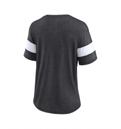 Women's Branded Heathered Charcoal Las Vegas Raiders Give It All Half-Sleeve V-Neck T-shirt Heathered Charcoal $20.16 Tops