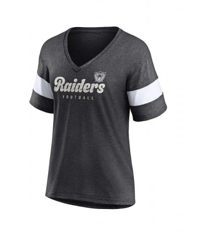 Women's Branded Heathered Charcoal Las Vegas Raiders Give It All Half-Sleeve V-Neck T-shirt Heathered Charcoal $20.16 Tops