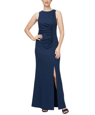 Women's Long Sleeveless Ruched Dress Blue $41.42 Dresses