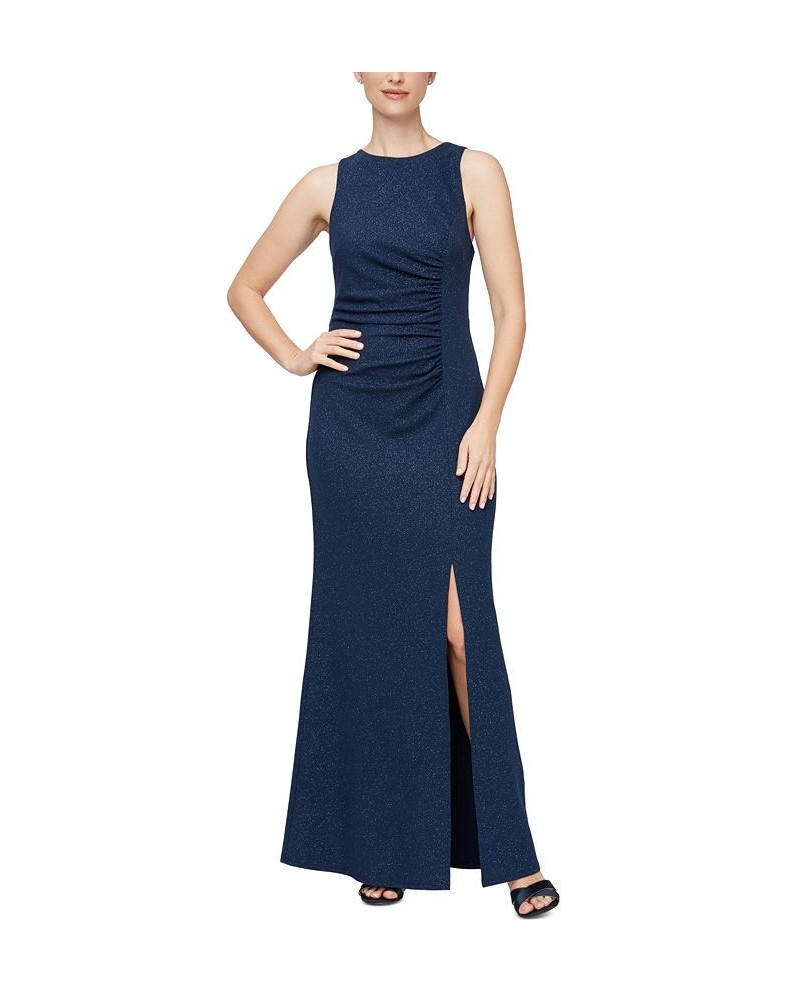 Women's Long Sleeveless Ruched Dress Blue $41.42 Dresses