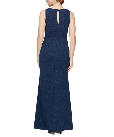 Women's Long Sleeveless Ruched Dress Blue $41.42 Dresses