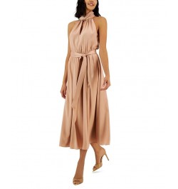 Women's Twist-Neck Halter Sleeveless Midi Dress Distant Mountain $43.44 Dresses