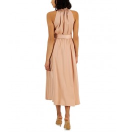 Women's Twist-Neck Halter Sleeveless Midi Dress Distant Mountain $43.44 Dresses