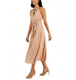 Women's Twist-Neck Halter Sleeveless Midi Dress Distant Mountain $43.44 Dresses