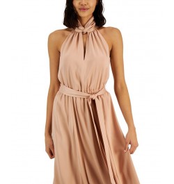 Women's Twist-Neck Halter Sleeveless Midi Dress Distant Mountain $43.44 Dresses