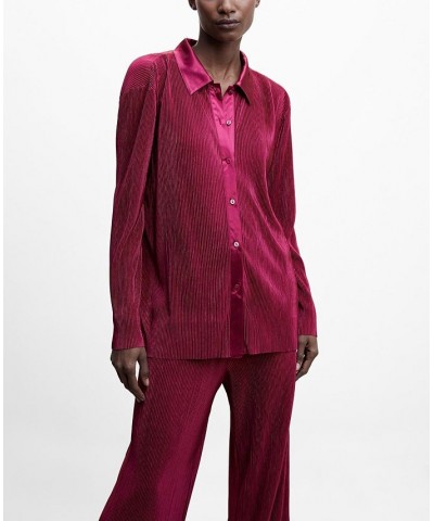 Women's Pleated Shirt Purple $32.90 Tops