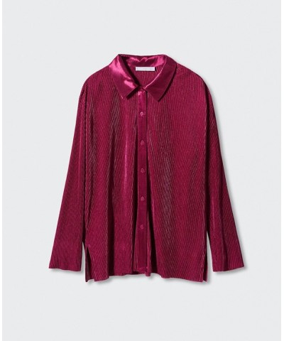 Women's Pleated Shirt Purple $32.90 Tops