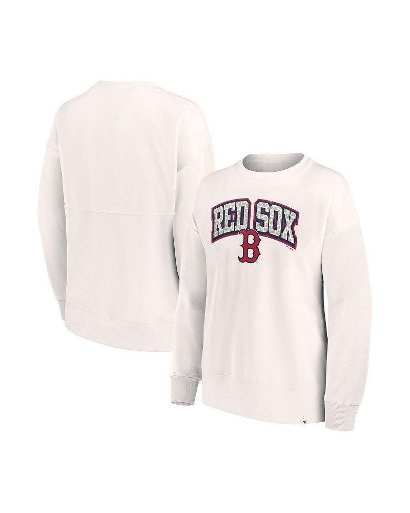 Women's Branded Cream Boston Red Sox Leopard Pullover Sweatshirt Cream $32.50 Sweatshirts