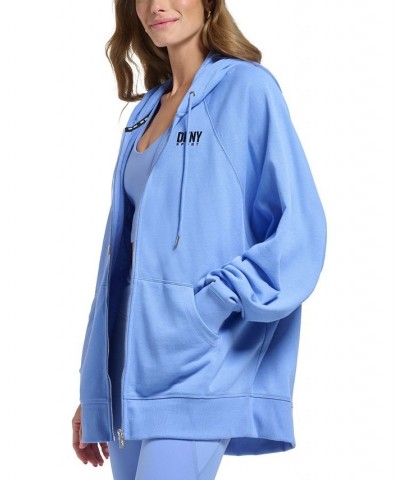 Women's Oversized Cotton Zip-Up Hoodie Persian Jewel $22.89 Sweatshirts