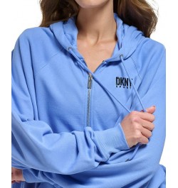 Women's Oversized Cotton Zip-Up Hoodie Persian Jewel $22.89 Sweatshirts