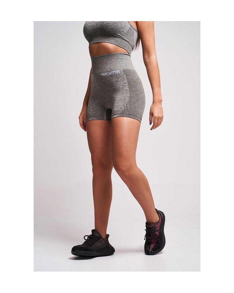 Women's Fortel Recycled Ruched Booty Shorts - Petrol Marl Grey $26.50 Shorts