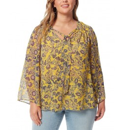 Trendy Plus Size Leslie Floral-Print Tie-Neck Blouse Meso Botanicals $48.76 Tops