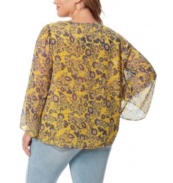 Trendy Plus Size Leslie Floral-Print Tie-Neck Blouse Meso Botanicals $48.76 Tops