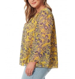 Trendy Plus Size Leslie Floral-Print Tie-Neck Blouse Meso Botanicals $48.76 Tops