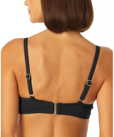 Women's V-Wire Elongated-Underwire Bikini Top Black $30.08 Swimsuits