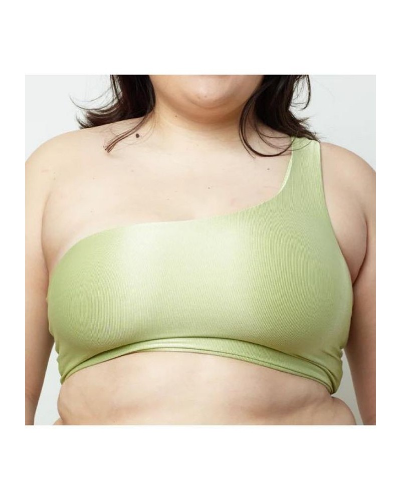 Adult Women's Plus Size Midnight Soiree One Shoulder Top Light/Pastel Green $40.80 Swimsuits