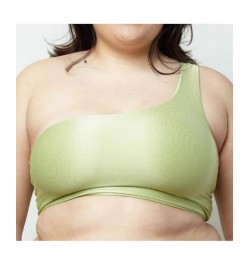 Adult Women's Plus Size Midnight Soiree One Shoulder Top Light/Pastel Green $40.80 Swimsuits