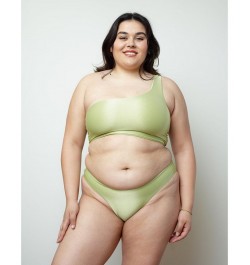 Adult Women's Plus Size Midnight Soiree One Shoulder Top Light/Pastel Green $40.80 Swimsuits