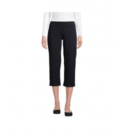 Women's Tall Starfish Mid Rise Elastic Waist Pull On Crop Pants Black $34.42 Pants