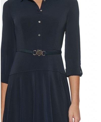 Belted Jersey Shirtdress Sky Captain $51.43 Dresses