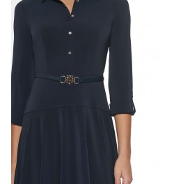 Belted Jersey Shirtdress Sky Captain $51.43 Dresses