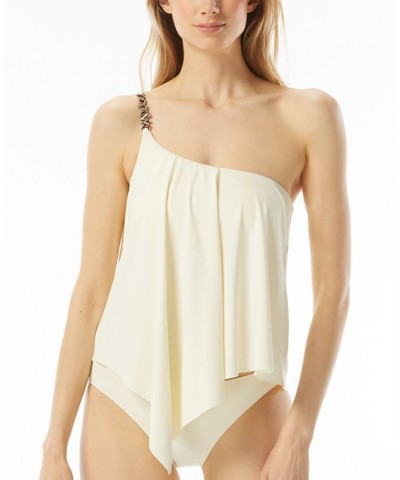 Women's Chain-Detail One-Shoulder Tankini White $54.52 Swimsuits