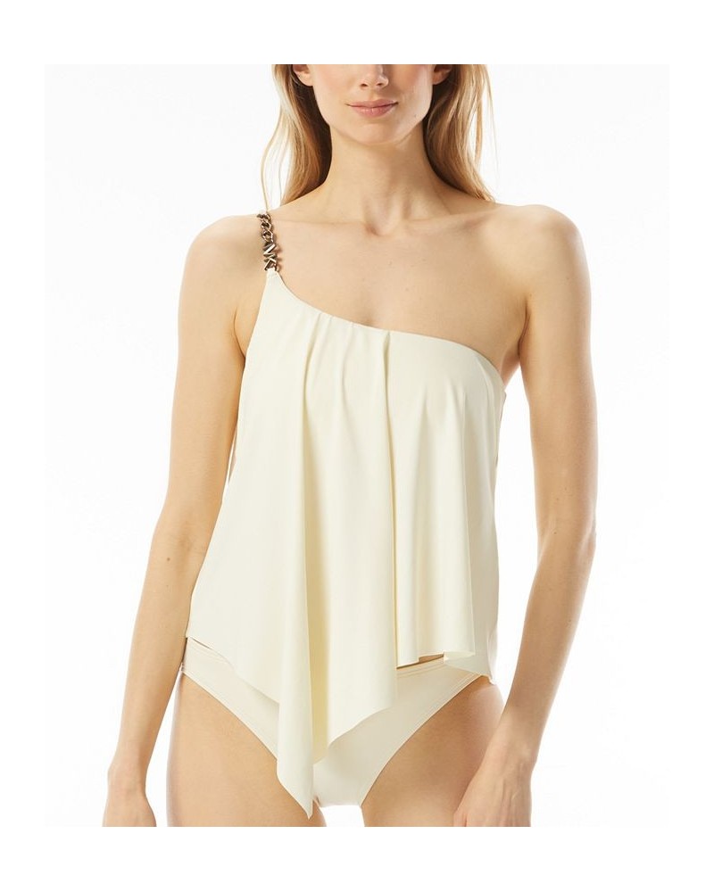 Women's Chain-Detail One-Shoulder Tankini White $54.52 Swimsuits