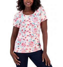 Women's Tulerie Toss Printed Knit Top Pink $11.59 Tops