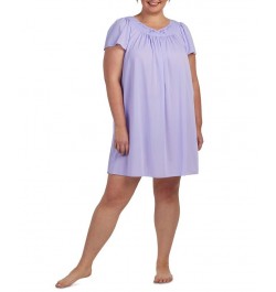 Plus Size Tricot Flutter Sleeve Short Gown Purple $13.36 Sleepwear