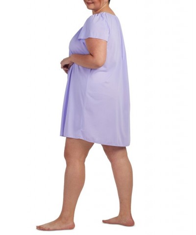 Plus Size Tricot Flutter Sleeve Short Gown Purple $13.36 Sleepwear