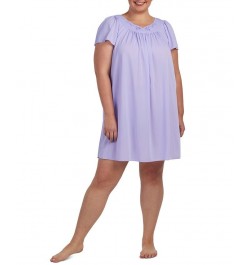 Plus Size Tricot Flutter Sleeve Short Gown Purple $13.36 Sleepwear