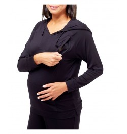 Simone Nursing Hoodie Black $51.94 Sleepwear