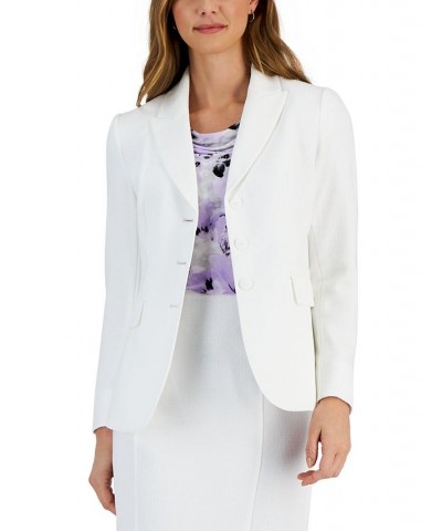 Women's Button-Front Peak-Lapel Long-Sleeve Jacket Lily White $36.26 Jackets