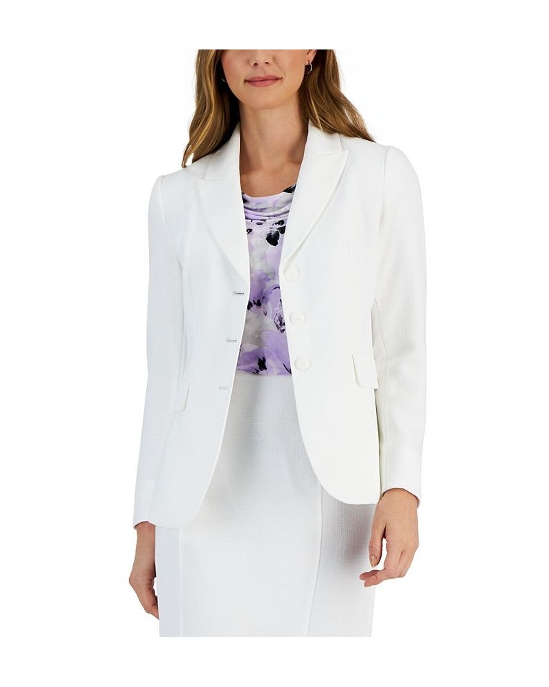 Women's Button-Front Peak-Lapel Long-Sleeve Jacket Lily White $36.26 Jackets