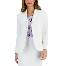 Women's Button-Front Peak-Lapel Long-Sleeve Jacket Lily White $36.26 Jackets