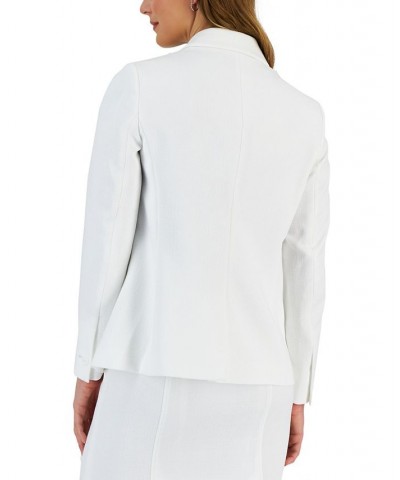 Women's Button-Front Peak-Lapel Long-Sleeve Jacket Lily White $36.26 Jackets