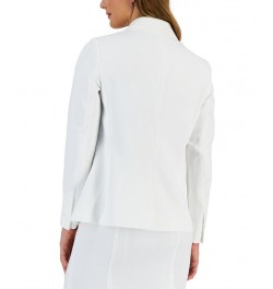 Women's Button-Front Peak-Lapel Long-Sleeve Jacket Lily White $36.26 Jackets