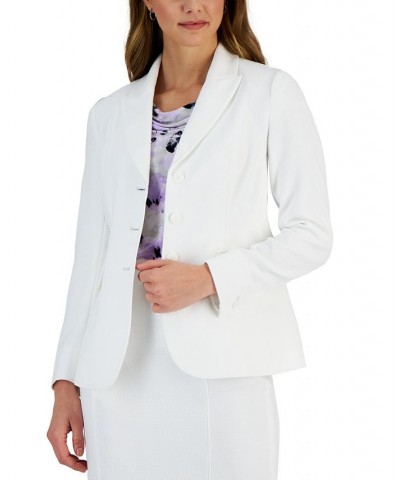 Women's Button-Front Peak-Lapel Long-Sleeve Jacket Lily White $36.26 Jackets