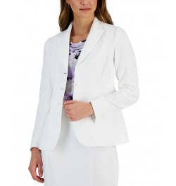 Women's Button-Front Peak-Lapel Long-Sleeve Jacket Lily White $36.26 Jackets