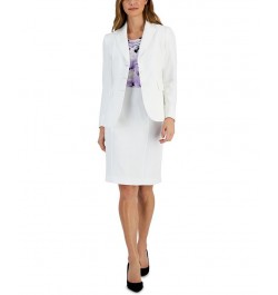 Women's Button-Front Peak-Lapel Long-Sleeve Jacket Lily White $36.26 Jackets