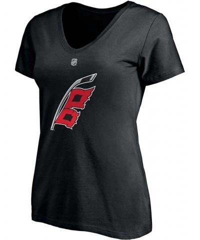 Women's Sebastian Aho Black Carolina Hurricanes Alternate Authentic Stack Name Number V-Neck T-shirt Black $22.67 Tops