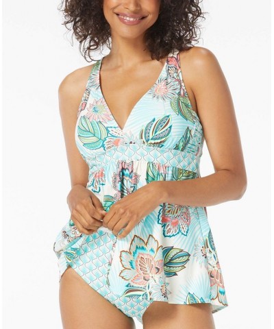 Women's Printed Sublime Bra-Sized Tankini Top Ivory $50.76 Swimsuits
