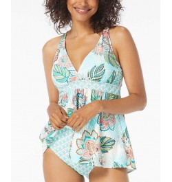 Women's Printed Sublime Bra-Sized Tankini Top Ivory $50.76 Swimsuits