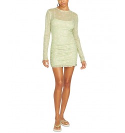 Juniors' Cryptogram Mesh-Overlay Mini Dress Sage $37.80 Dresses