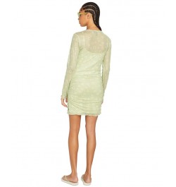 Juniors' Cryptogram Mesh-Overlay Mini Dress Sage $37.80 Dresses