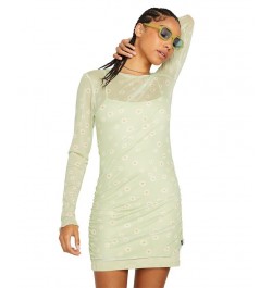 Juniors' Cryptogram Mesh-Overlay Mini Dress Sage $37.80 Dresses