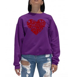 Women's Crewneck Word Art Just a Small Town Girl Sweatshirt Top Purple $26.49 Tops